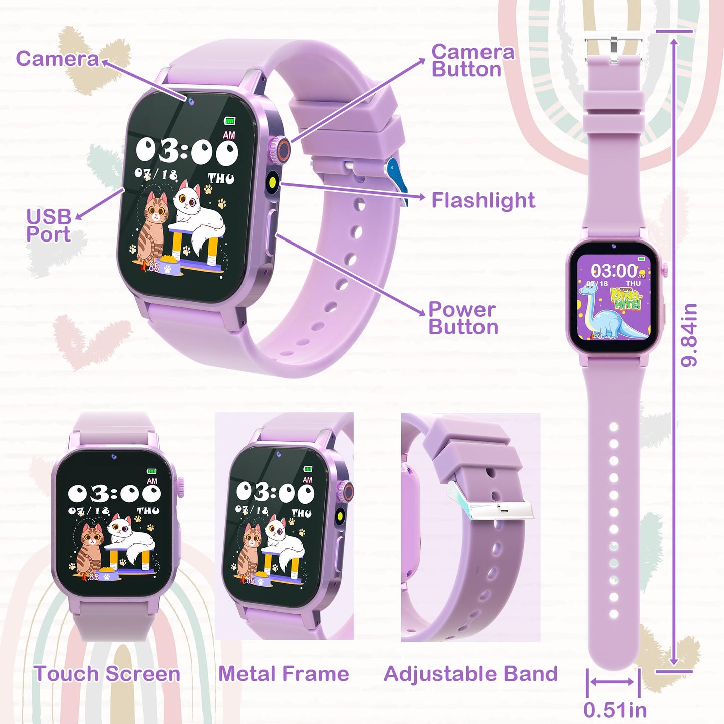 AIWIEP Kids Smart Watch for Girls 5-12 | 32 Games, Camera, Pedometer