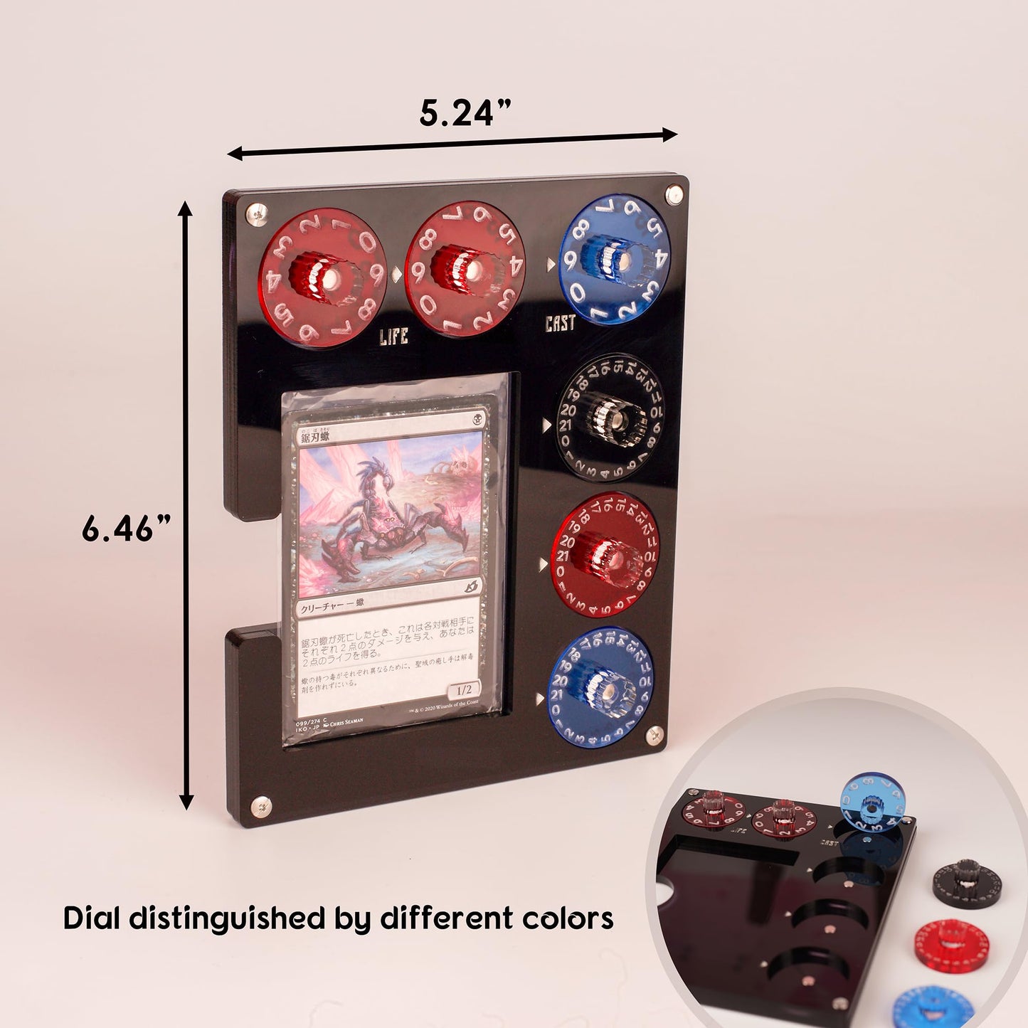 Aizesuro Translucent Acrylic Commander EDH Tray with Life, Cast & Damage Dials | MTG Counter Accessory