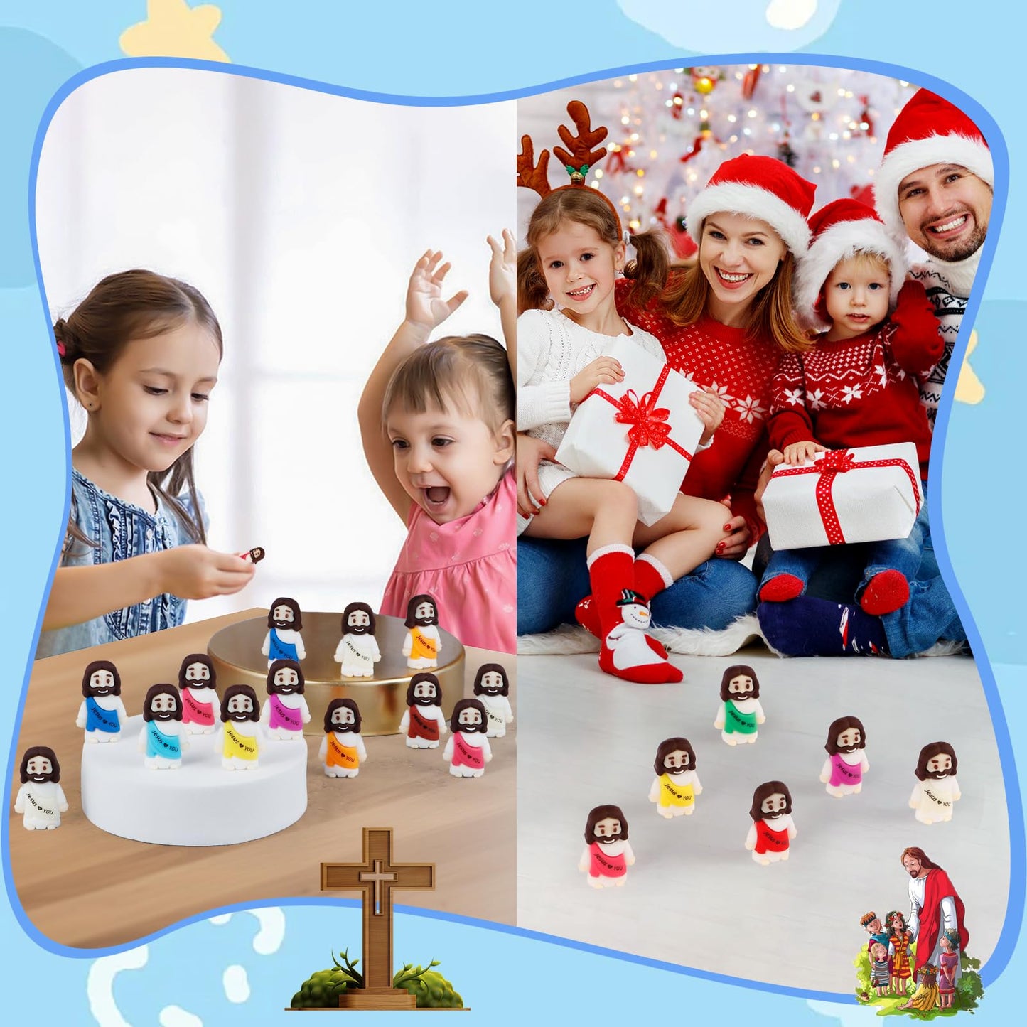 ajabavbd 200Pcs Little Jesus Figures - 10-Color Tiny Figurines for Easter & Gifts