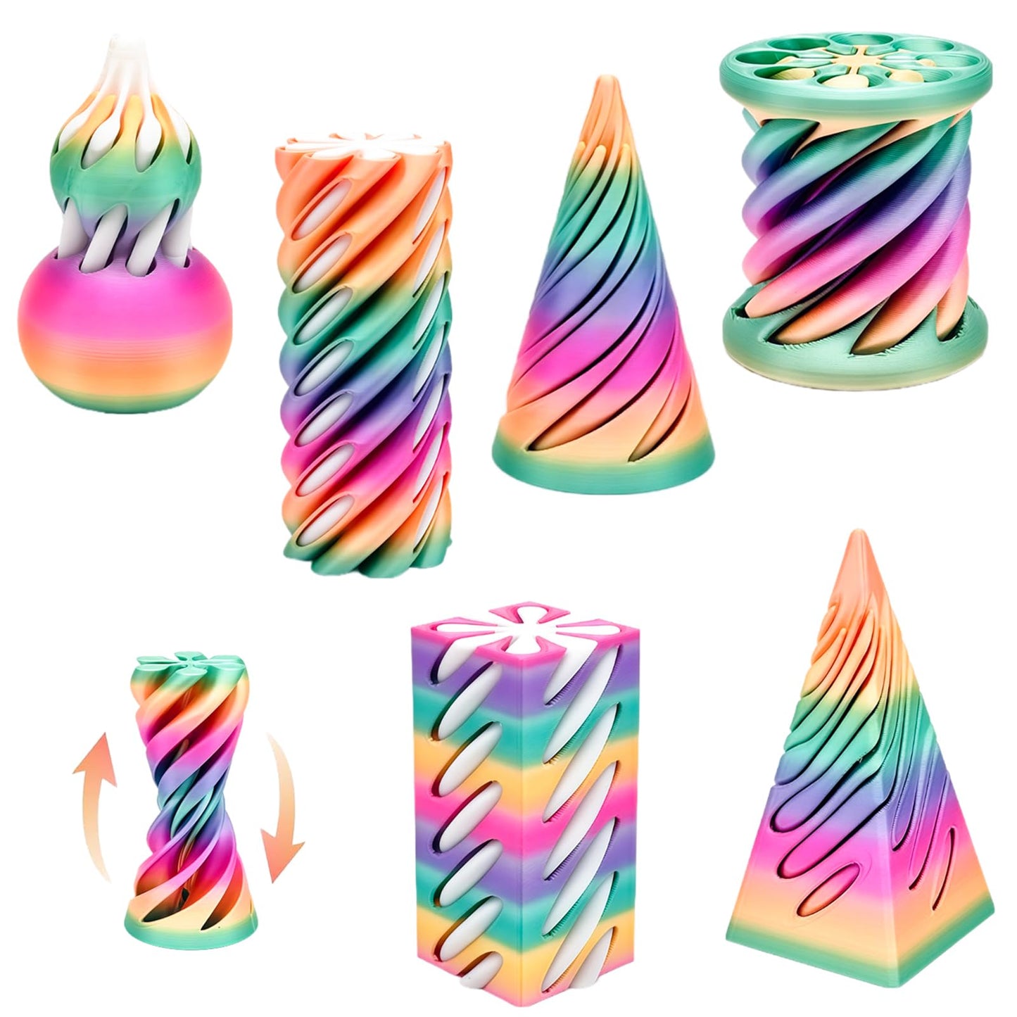 ajitxalr Valentines Day Gifts – 6-Pack Impossible Cone, Passthrough Pyramid & Spiral Fidget Toy