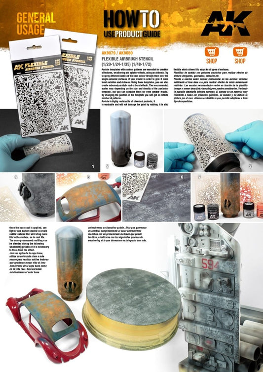 AK Interactive Flexible Airbrush Stencil 1/48, 1/72 (AK9080)