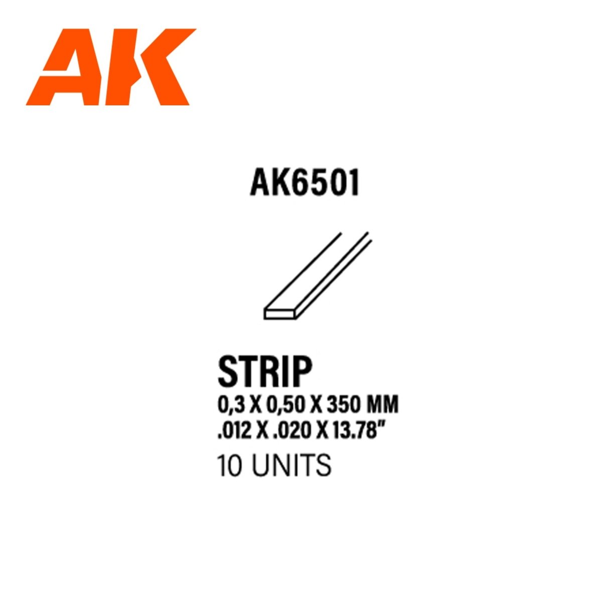 AK Interactive - Strips 0.30 X 0.50 X 350mm - Styrene Strip (AK6501)