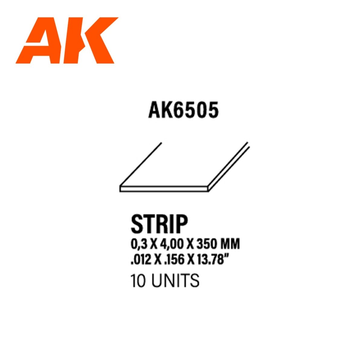 AK Interactive - Strips 0.30 X 4.00 X 350mm - Styrene Strip (AK6505)