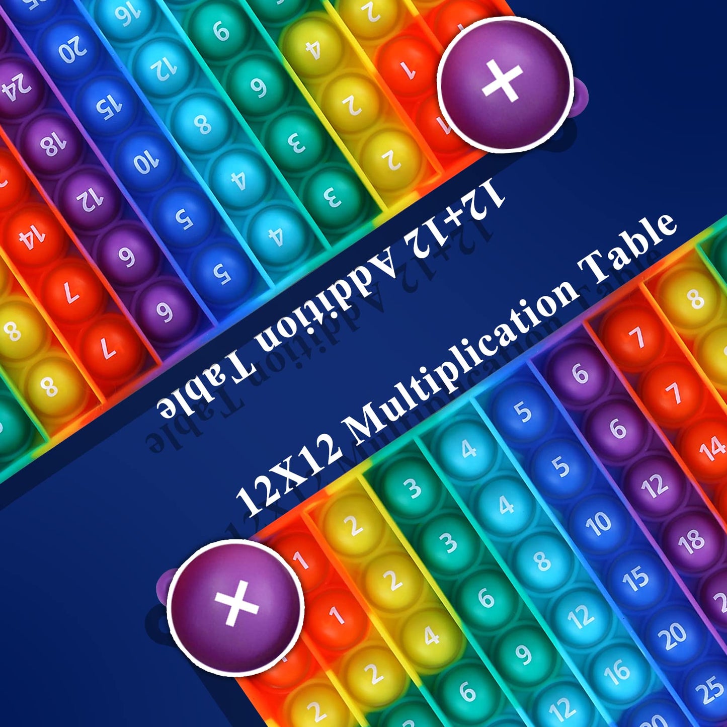 AK-SHIP 2-in-1 12x12 Multiplication & Addition Learning Table | Rainbow Dimple Fidget Toy