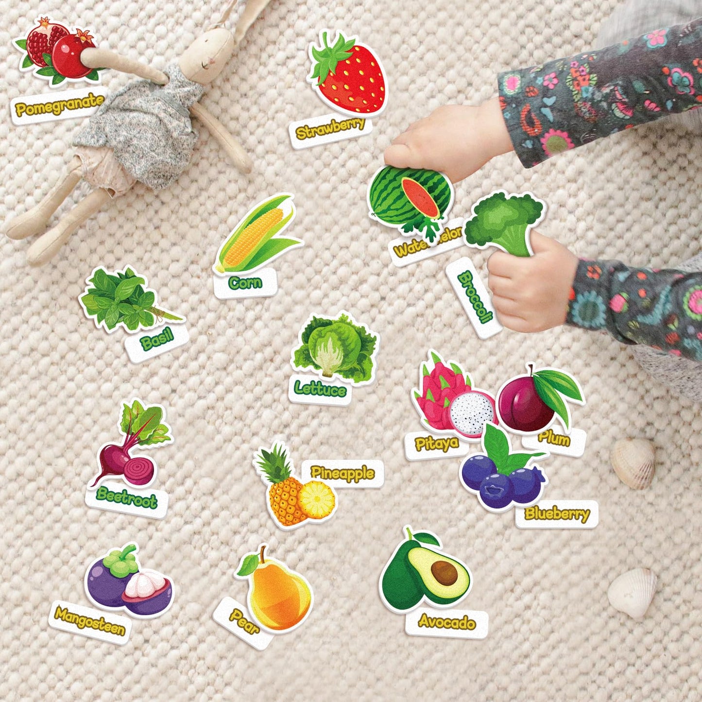 AKAYOK Felt Board Set: 90 Fruits & Vegetables for Preschool Learning
