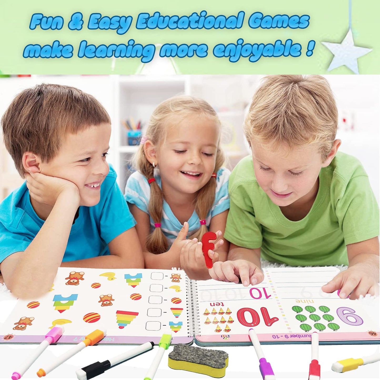 ALIANFLY Preschool Learning Activities Workbook – Handwriting Practice, Tracing, and Montessori-Style Learning