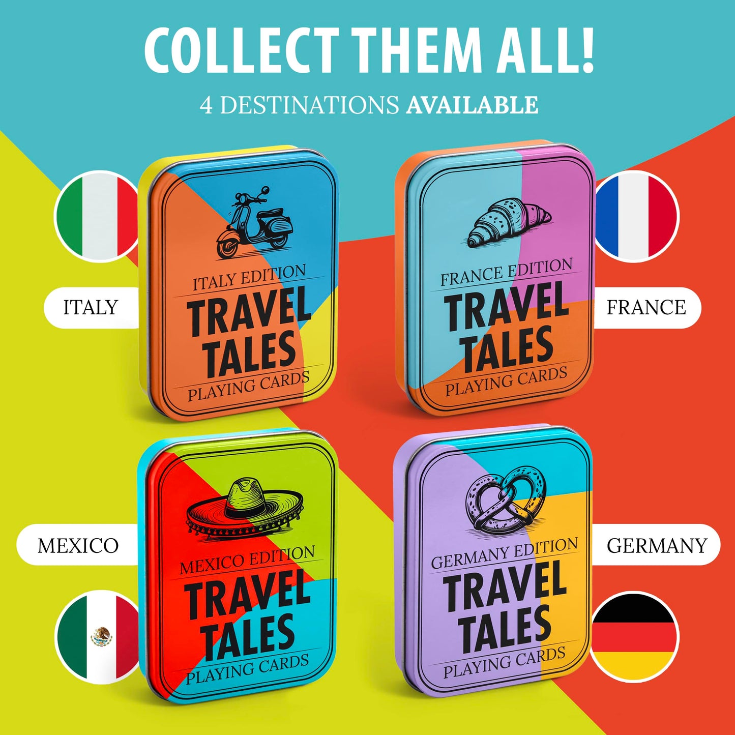 All7s Travel Tales Germany Edition – German Phrases Card Deck in Tin Case