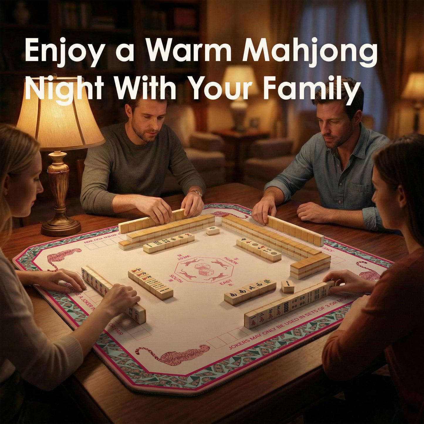 ALLINCOZY Mahjong Mat 31x31 Portable Table Mat – Non-Slip, Noise-Reducing, Washable, Grid Pink