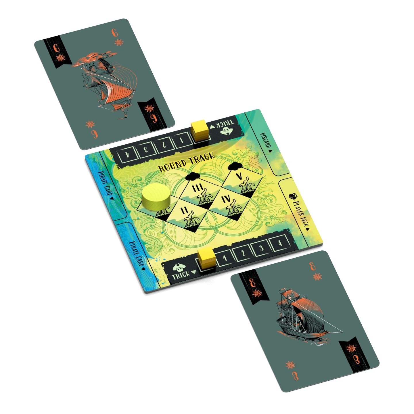 Allplay Sail: Cooperative 2-Player Trick-Taking Board Game (Travel Size)