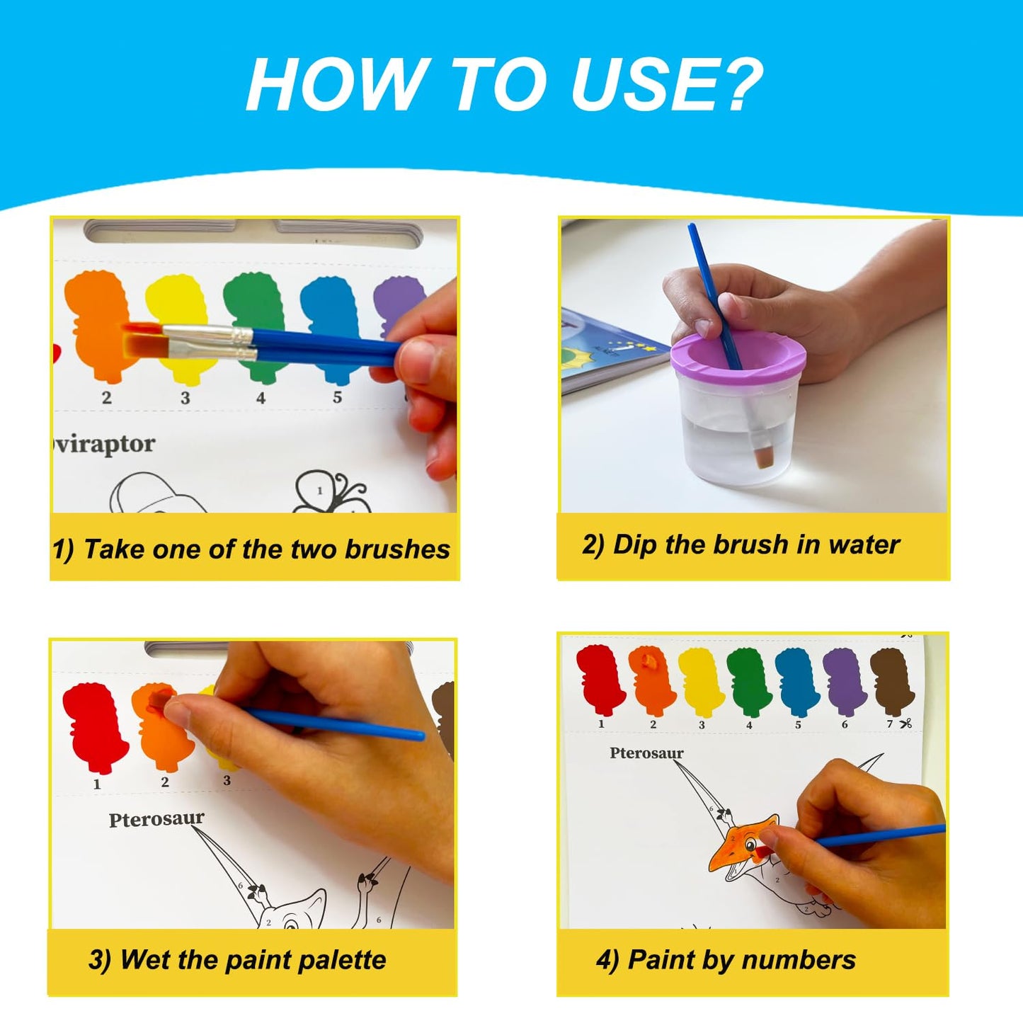 ALNETI Paint with Water Coloring Books – Dino Arts & Crafts Kit for Kids 3-7