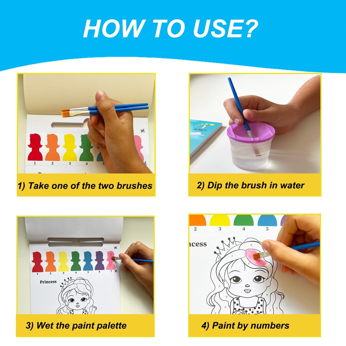 ALNETI Paint with Water Book for Kids 4-8 – Mess-Free Watercolor Kit