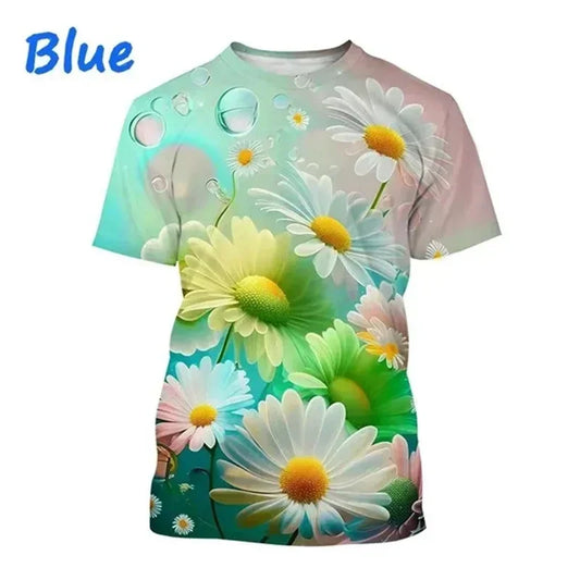 1.Unisex Chrysanthemum & Daisies 3D T-Shirts (XS-4XL)