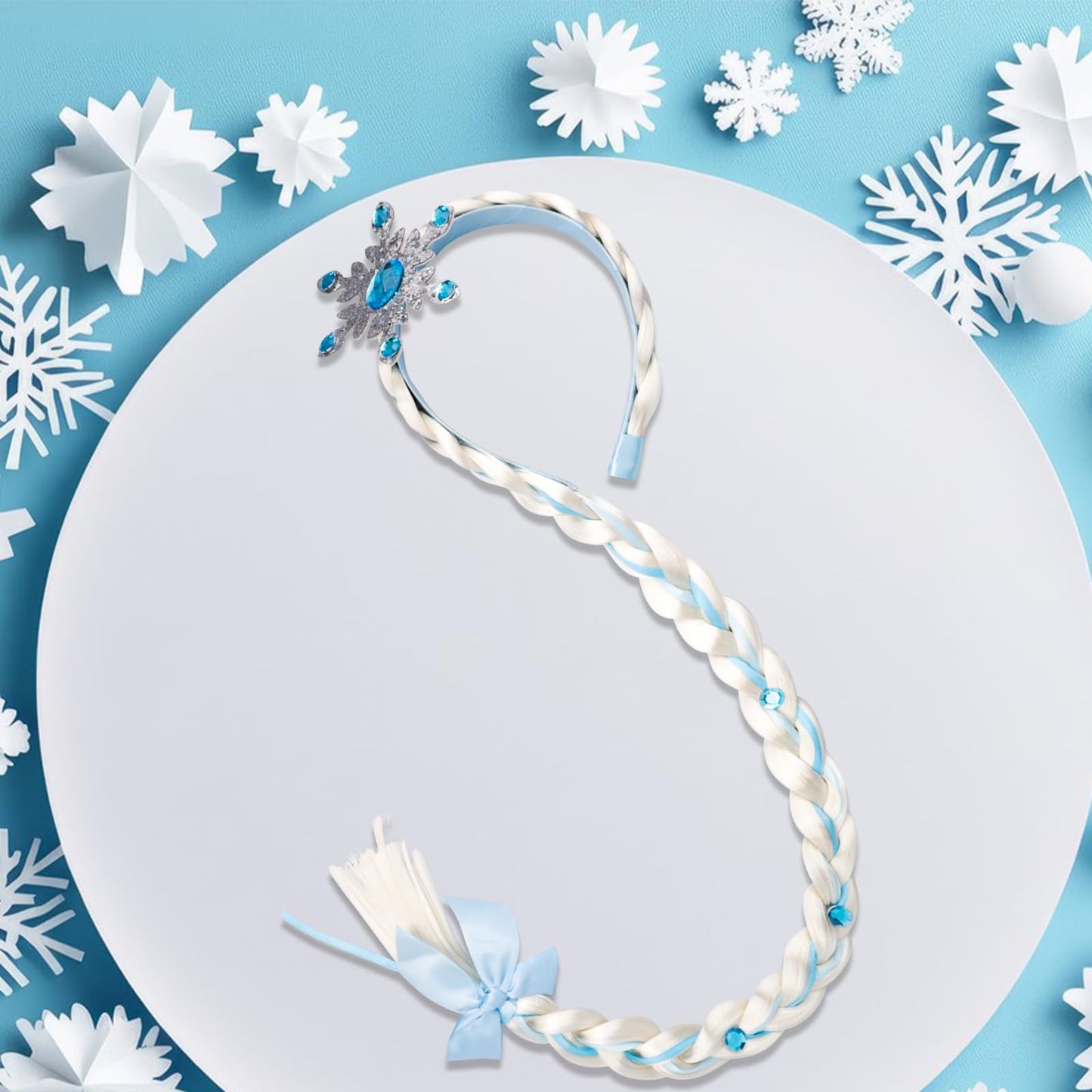 Alomois Princess Dress Up Wigs – Long Blue Braided Headband Wig for Teens