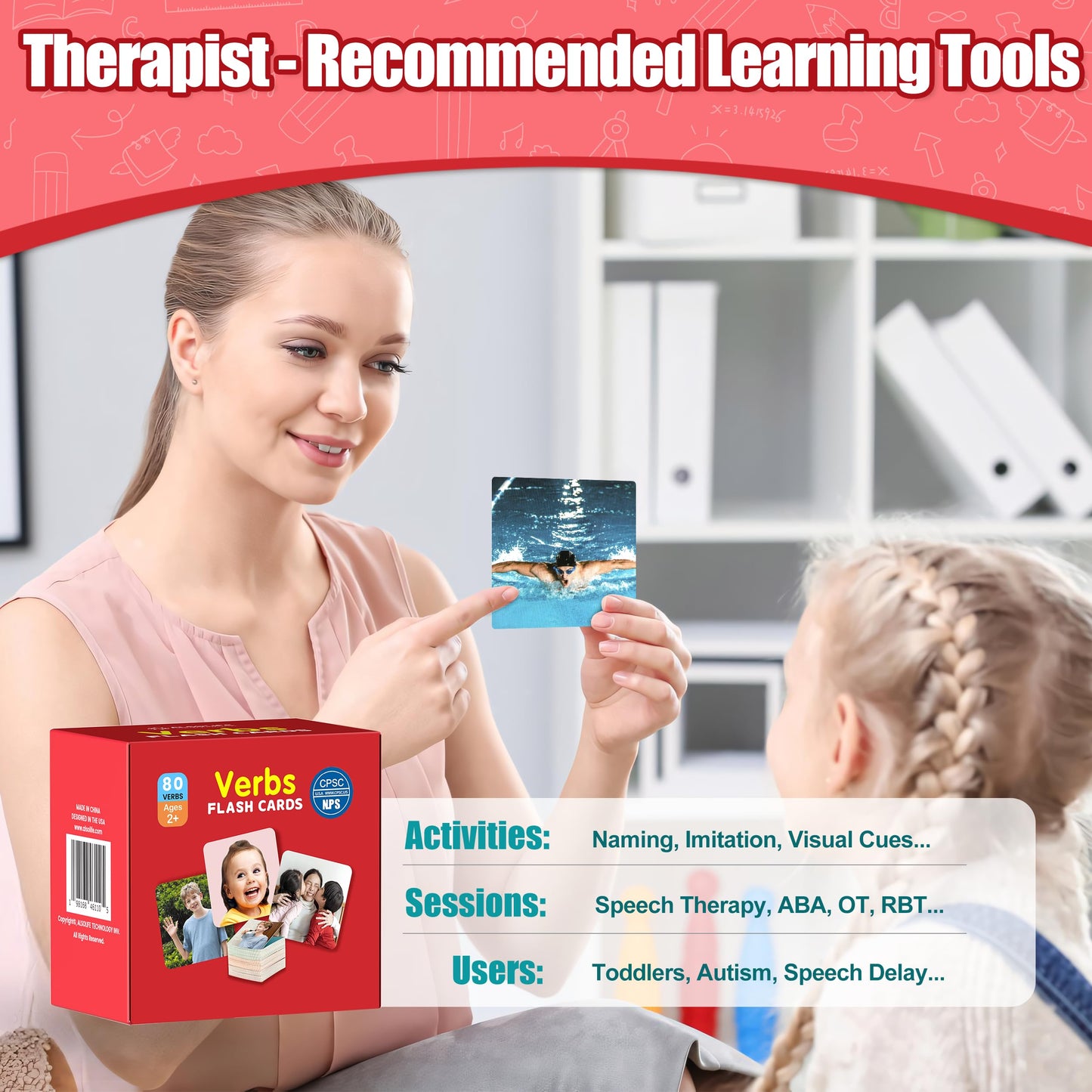 ALSOLIFE 80 Verb Cards for Speech Therapy – Durable, Engaging Flash Cards for Kids 4–8