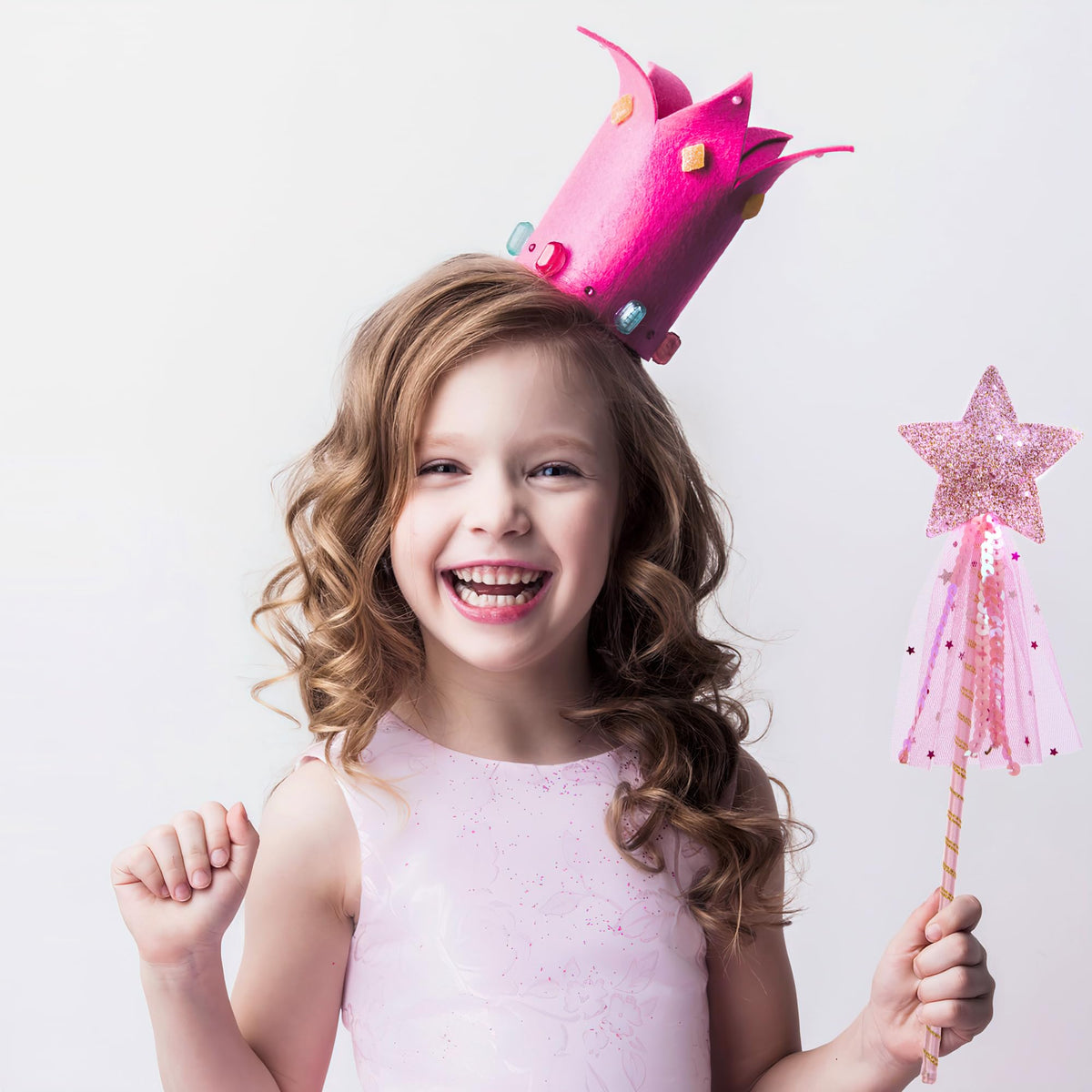 ALVOGIMOR 2-Pack Glitter Star Wands – Pink & Purple Princess Dress-Up Props, 12 inch