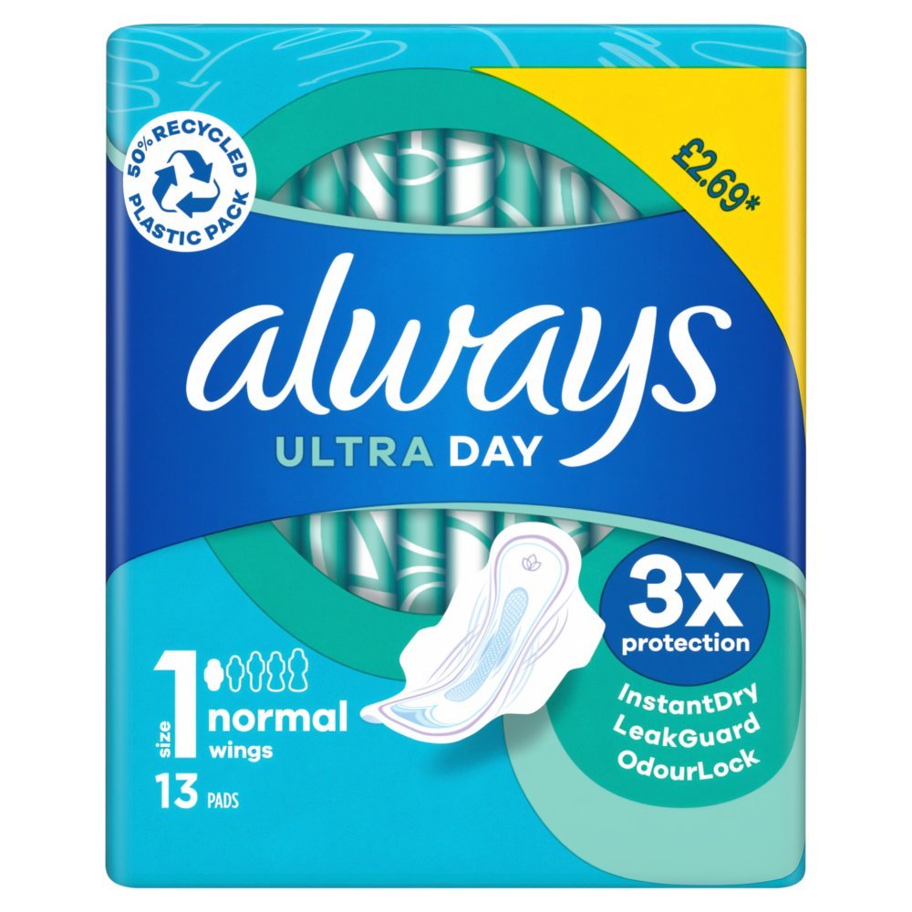 Always Ultra Pads Normal Wings (Size 1) 52 Dry Towels (13 x 4 Packs)