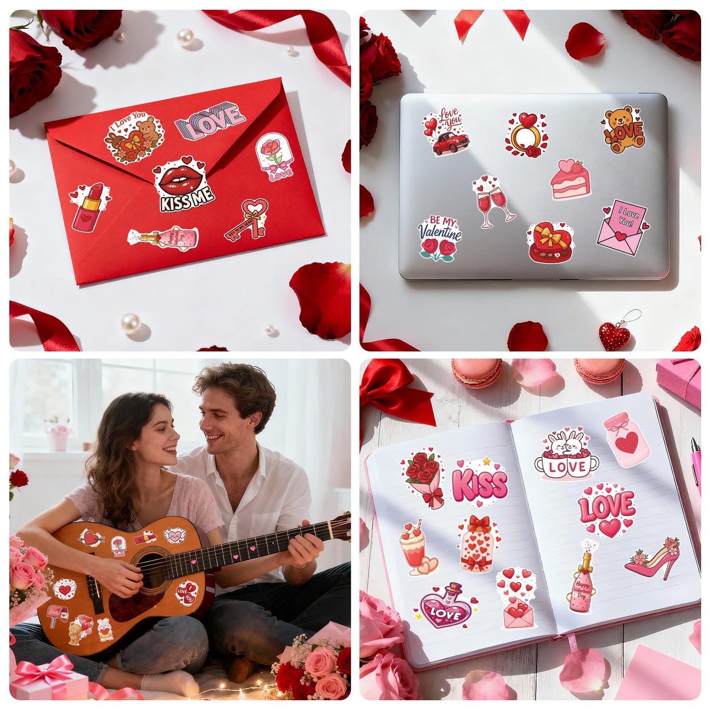 Alynta 300Pcs Valentines Day Stickers — Waterproof Vinyl Decals for Water Bottles, Notebooks & Laptops