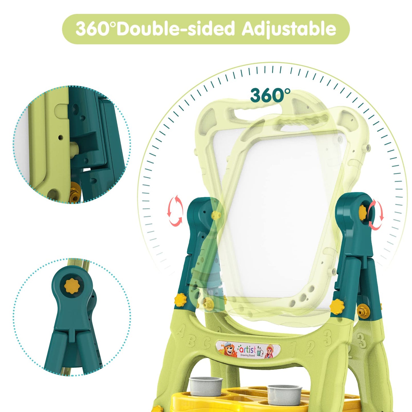 Amagoing Adjustable Standing Kids Easel (Ages 2–4) – Double-Sided Magnetic Board & Accessories