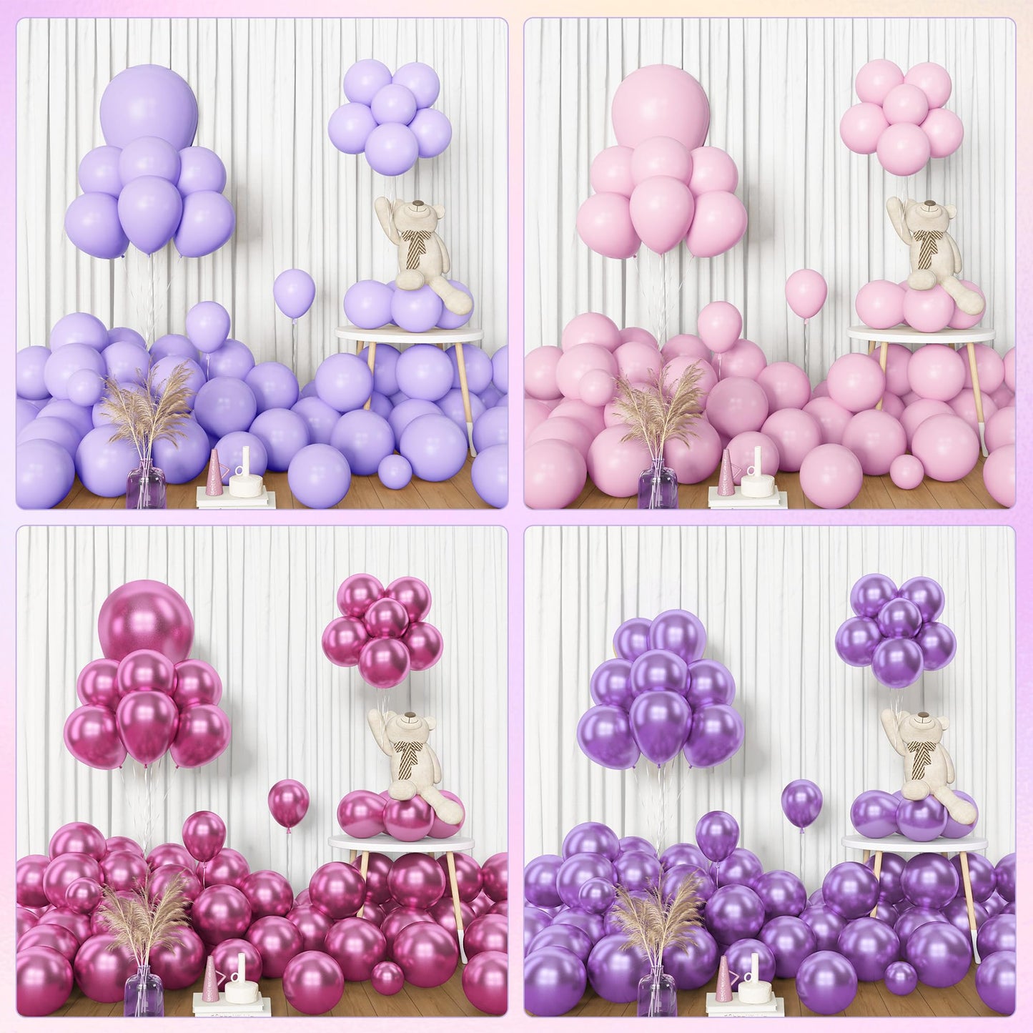 Amandir 153pc Pink & Purple Balloon Garland Arch Kit – 18in/12in/10in/5in Latex Balloons
