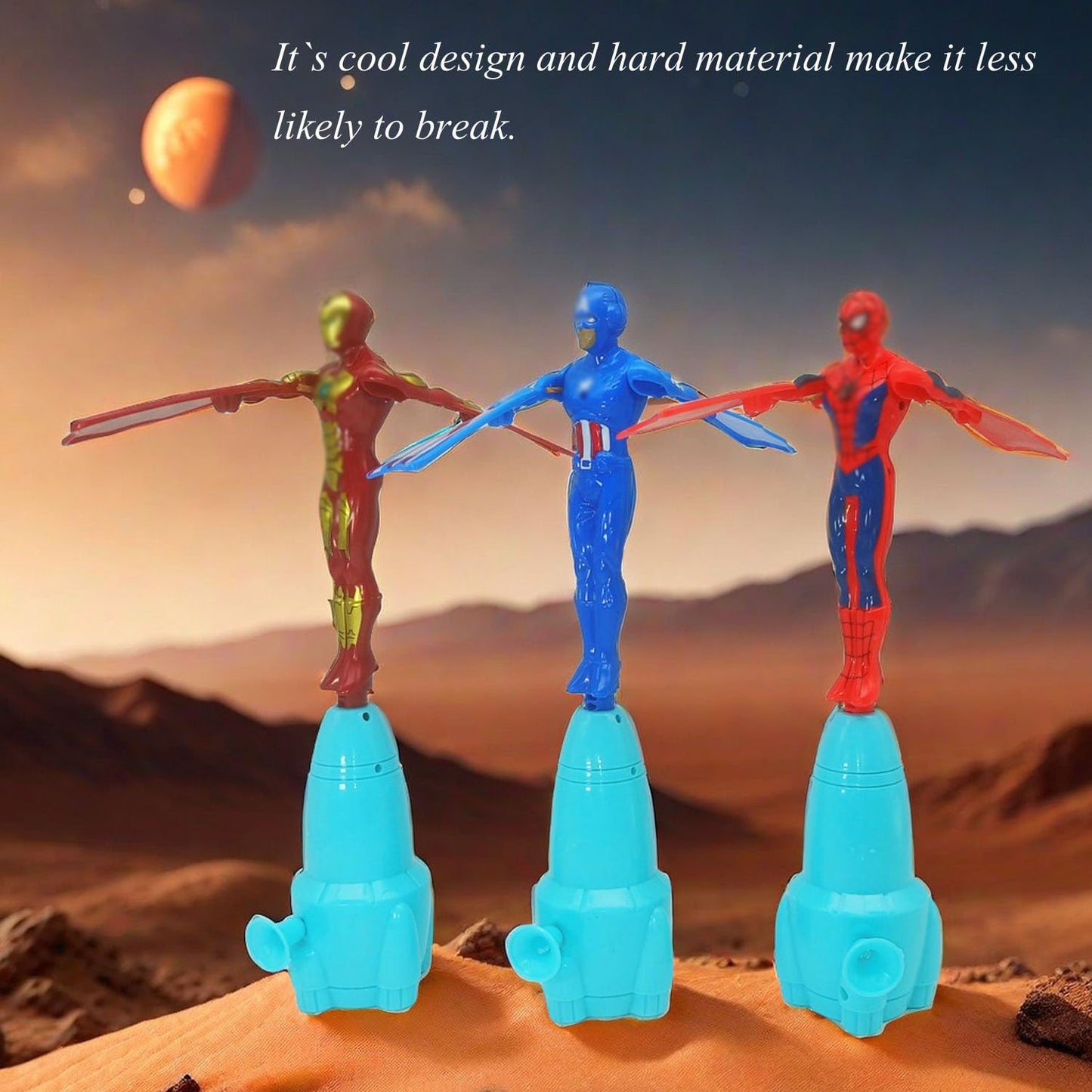 AMBXDE 3Pcs Super Hero Launcher – Cool Flying Drawstring Toys for Indoor & Outdoor Play
