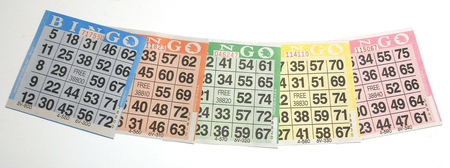 American Games 1000 Bingo Paper Cards – 200 Books, 5 Colors Each