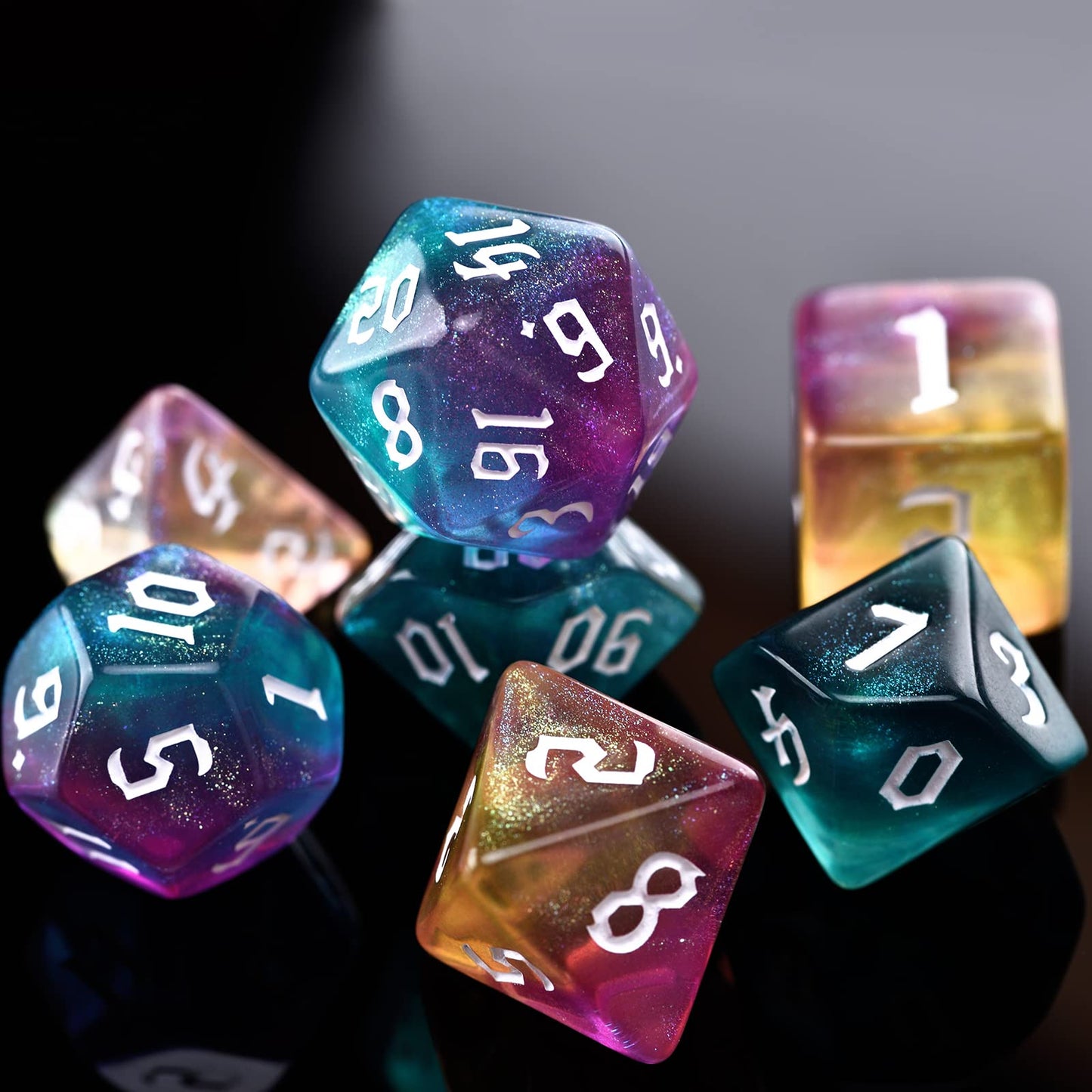 Amiven RPG Dice Sets – 210 Polyhedral Dice with Velvet Bag for DnD and Tabletop RPGs