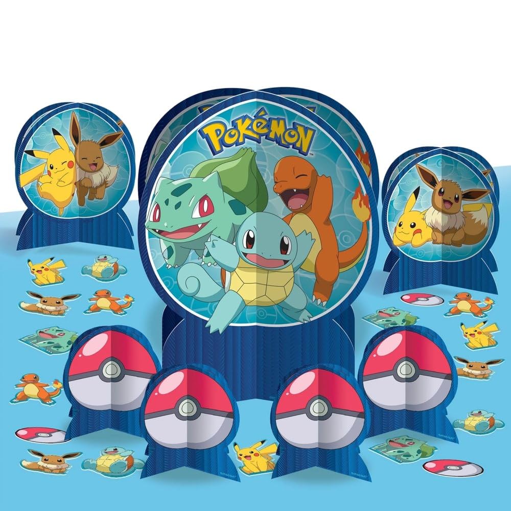 Amscan Pokemon Classic Table Decorating Kit – Blue Centerpieces & Confetti