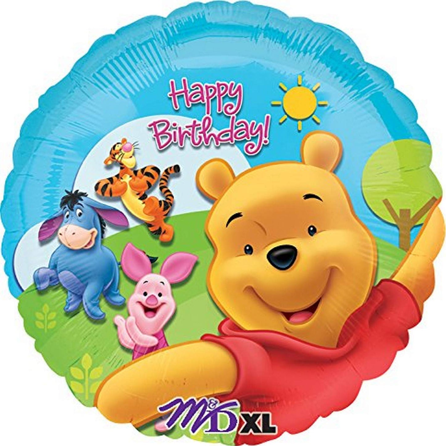 Amscan Pooh and Friends Sunny Birthday Foil Balloon Pack, 18" Multicolor