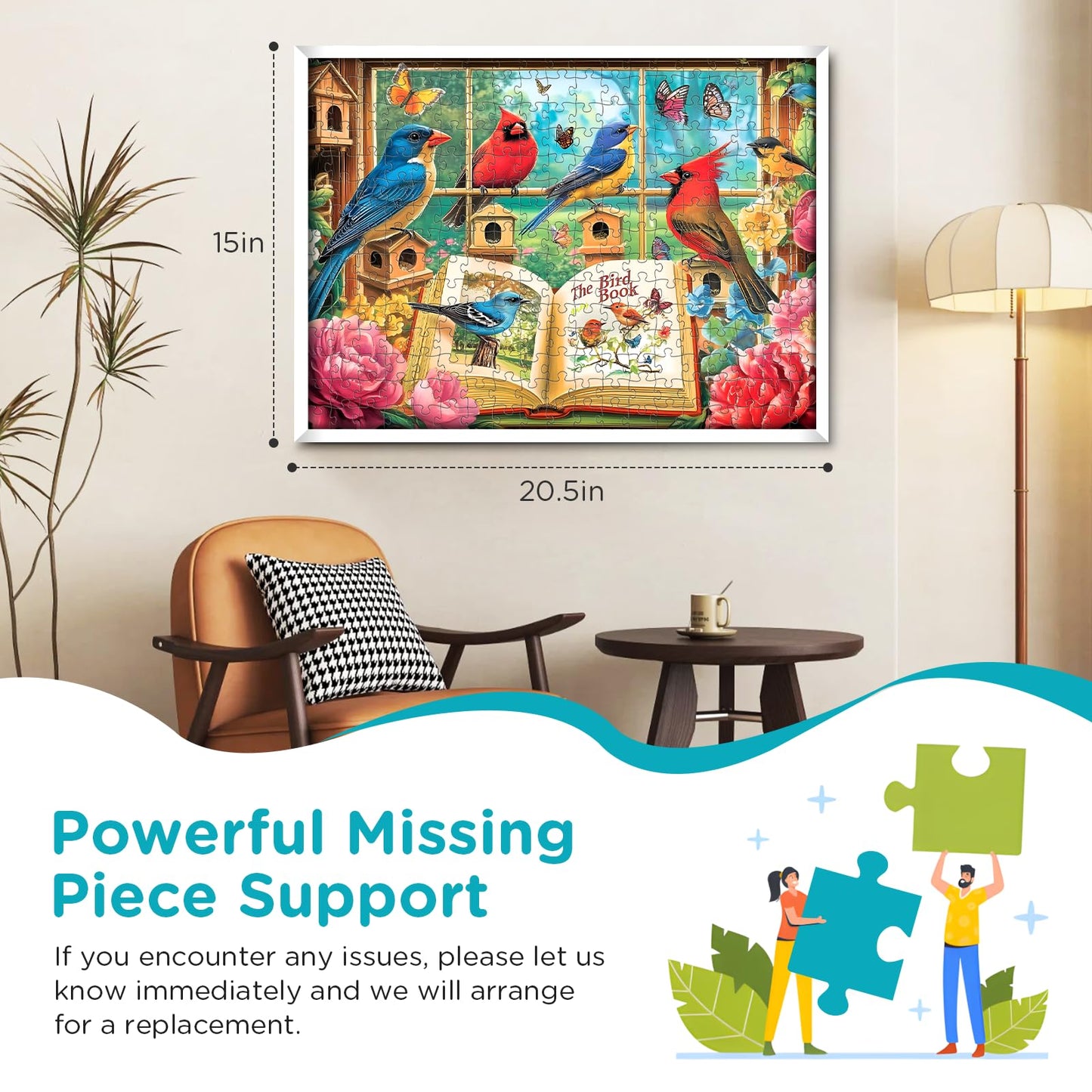 Amusding 300-Piece Jigsaw Puzzle: Bird Book for Kids, Adults & Seniors