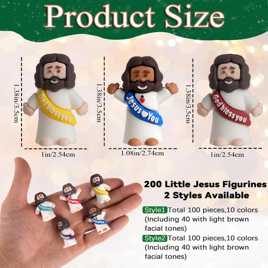 AMZFAVOR 200pcs Little Jesus Figures – Multicolor Mini PVC Figurines for Easter & Sunday School