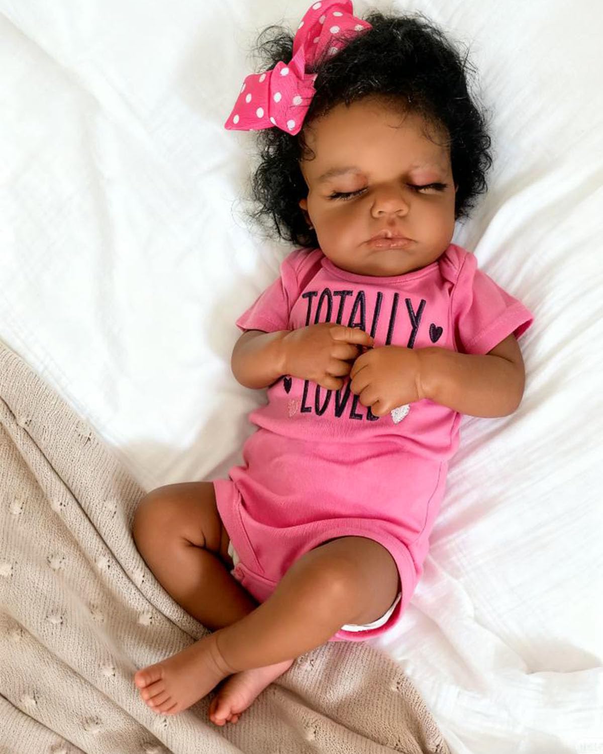 Anano Black Reborn Baby Doll – 20-Inch Full Body Silicone Girl, Brown Skin