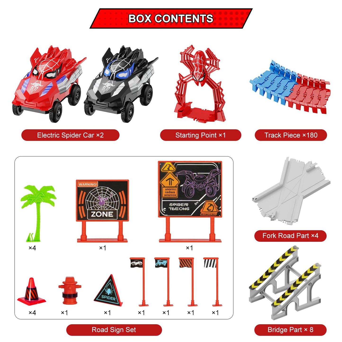 Ancitoy Spider Race Track Toy for Kids 3-6 | DIY Flexible Tracks & 2 Spider Cars