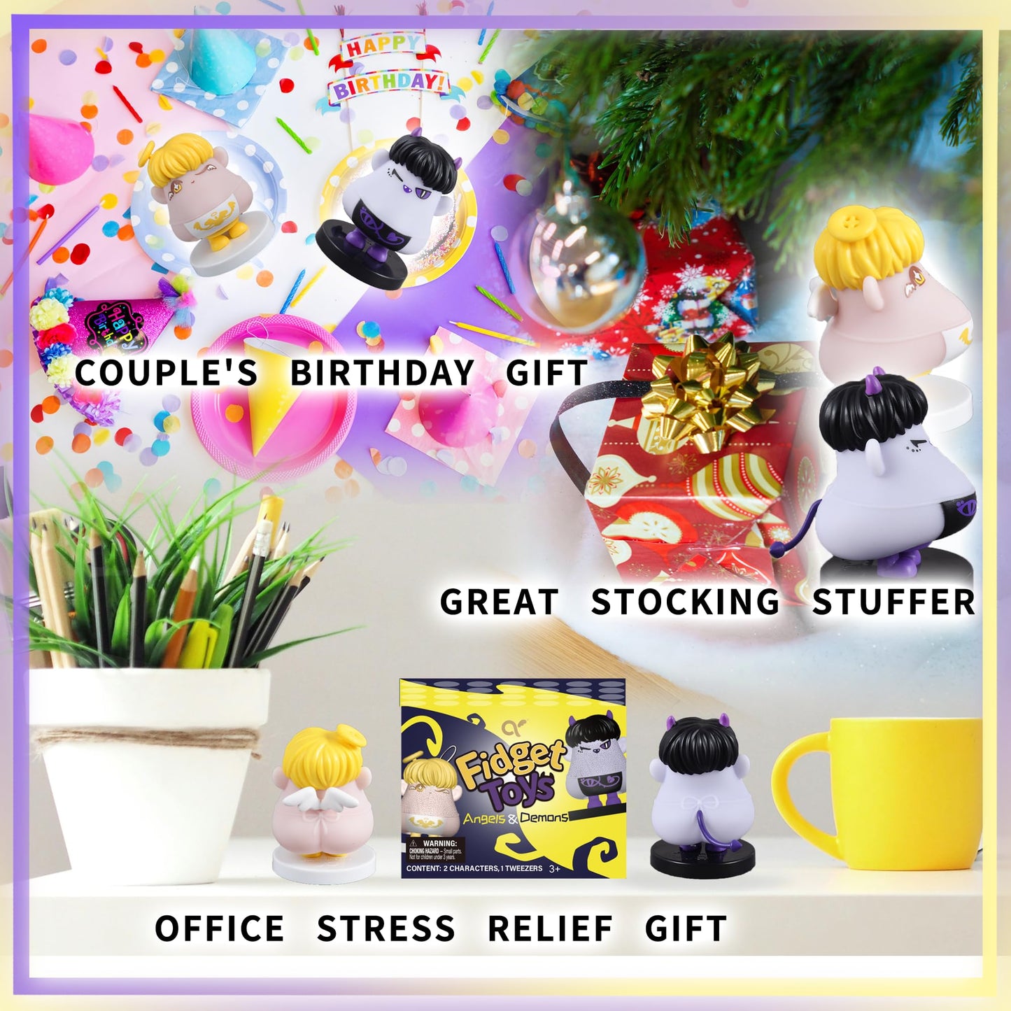 Angel's Wonderland 2Pcs Angels & Demons Hair Plucking Fidget Toys – Stress Relief Desk & Car Decor