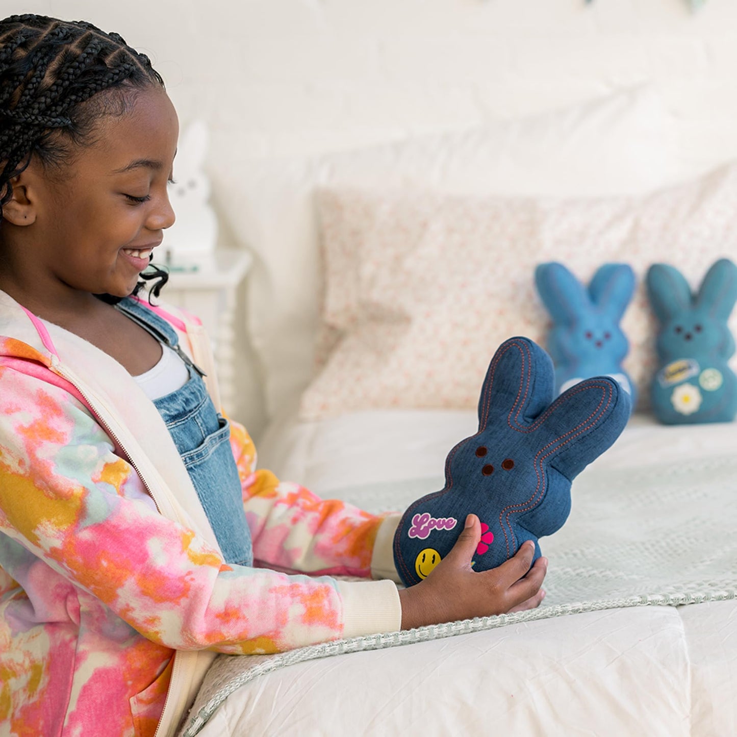 Animal Adventure Shaggy Bunny Peeps Plush – 9” Light Blue Denim | Officially Licensed PEEPS Gift