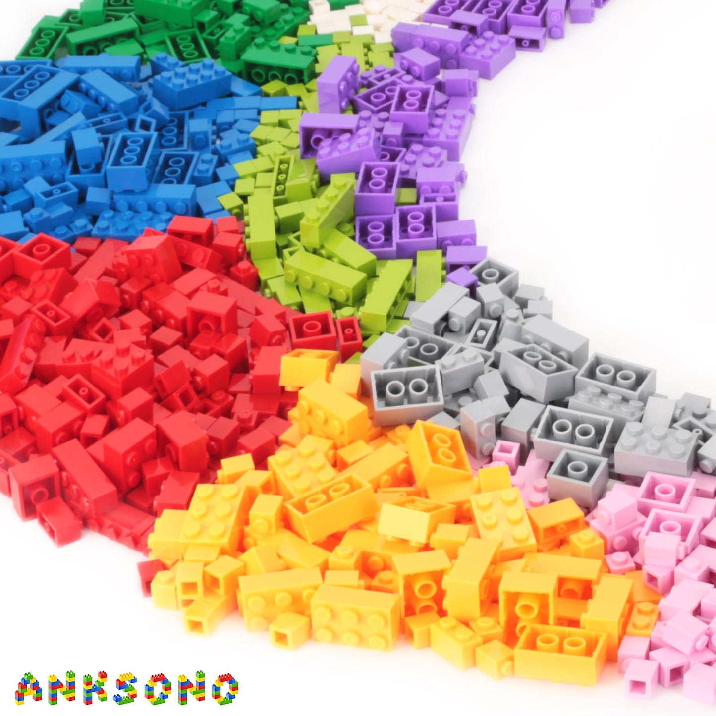 Anksono 1000-Piece Building Bricks Set – Wheels, Windows & Doors