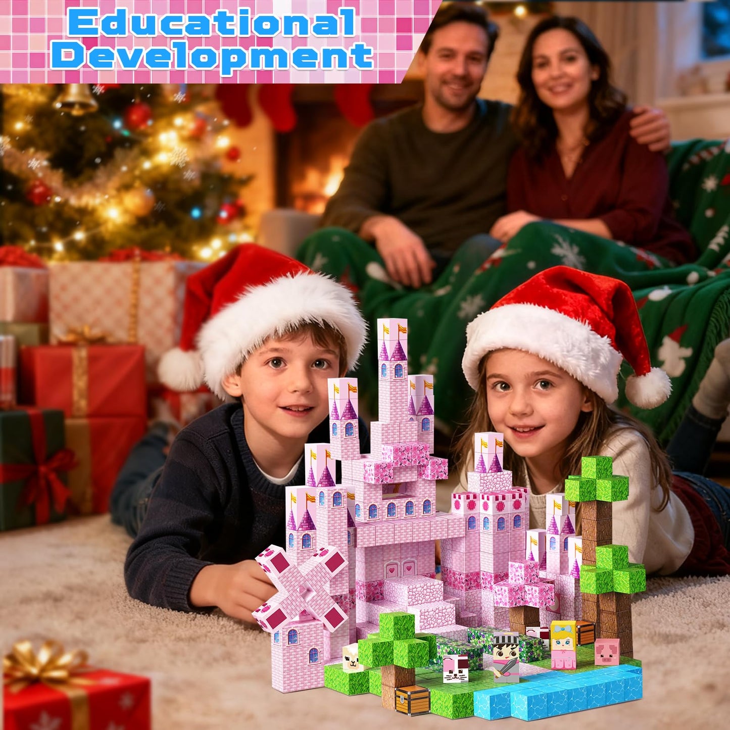 Annexfun Magnetic Blocks 100PCS – Princess Castle Building Set for Ages 3-8 | STEM Toys