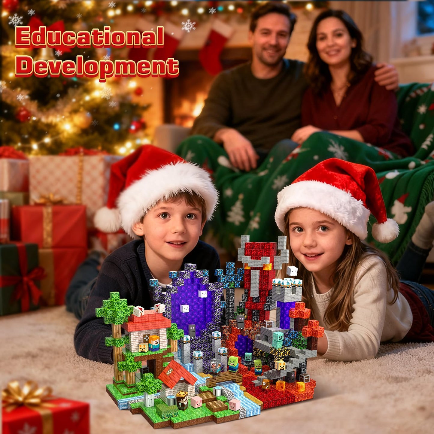 Annexfun Magnetic Blocks - 400pcs Forest Portal STEM Toy for Ages 3+