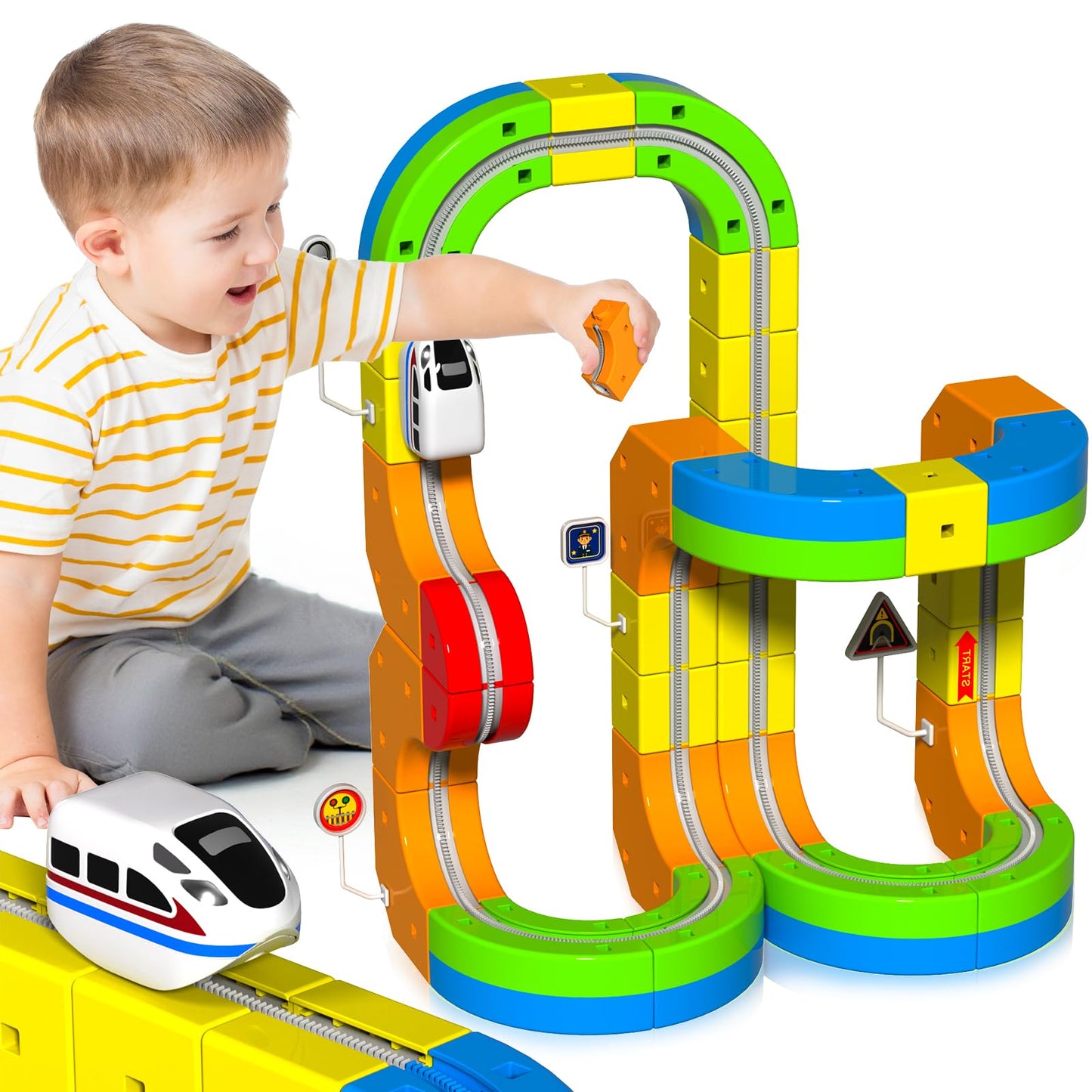 Annexfun Electric Train Set – 69-Piece 3D Racing Track for Kids 3–10