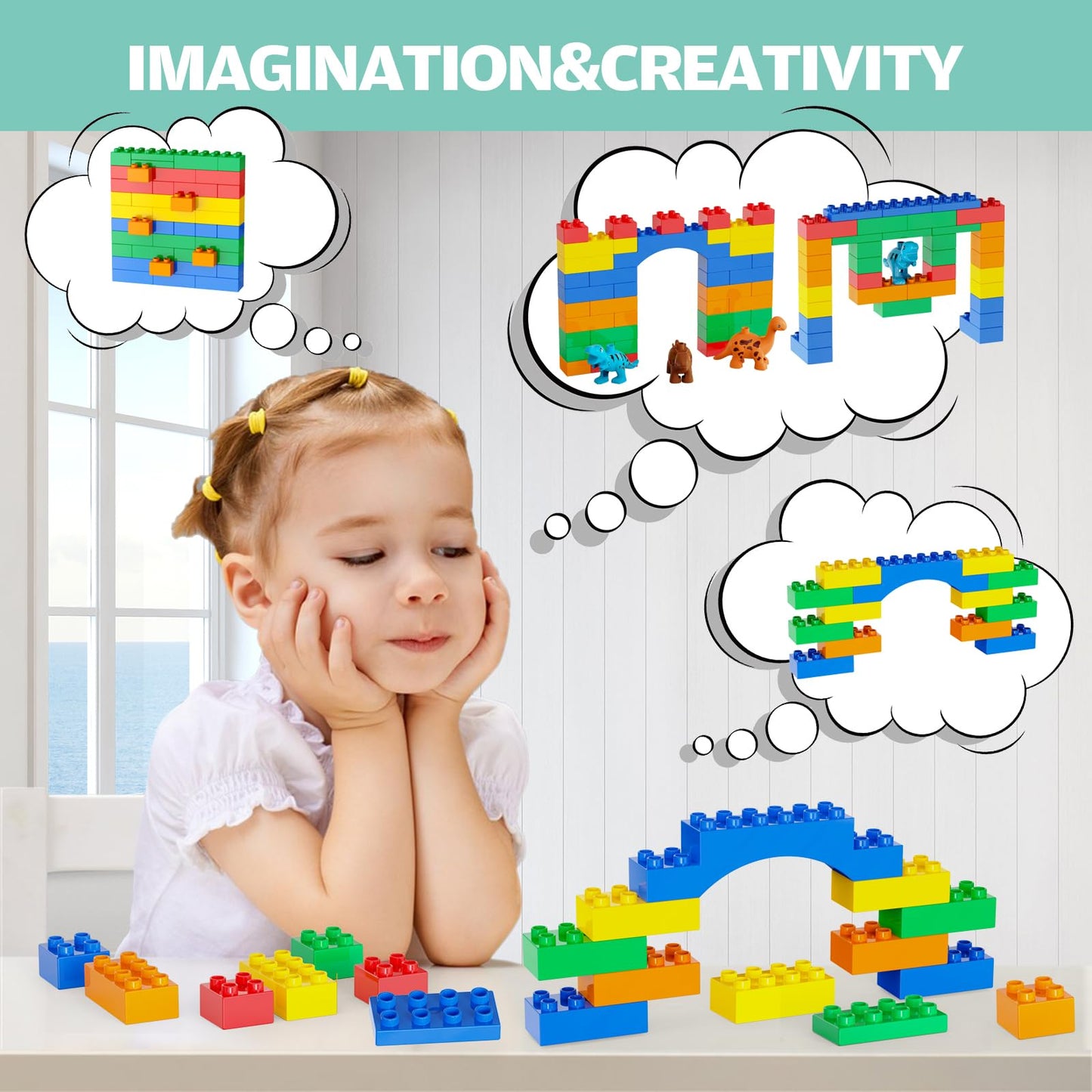 Anpcso 116-Piece Building Blocks for Toddlers – Dinosaurs & Cars