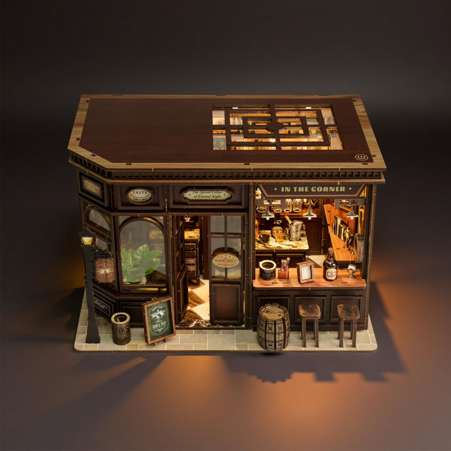 ANTREATU DIY Miniature House Kit – Corner Tavern with LED Light