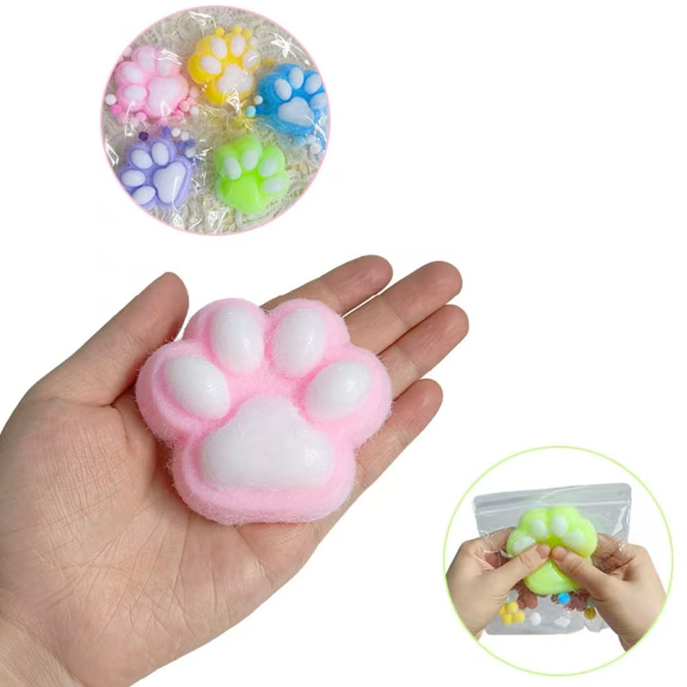 Anztqiuu 5 Pack Cat Paw Squishy Toys | Cute Kawaii Mochi Sensory Fidget Set