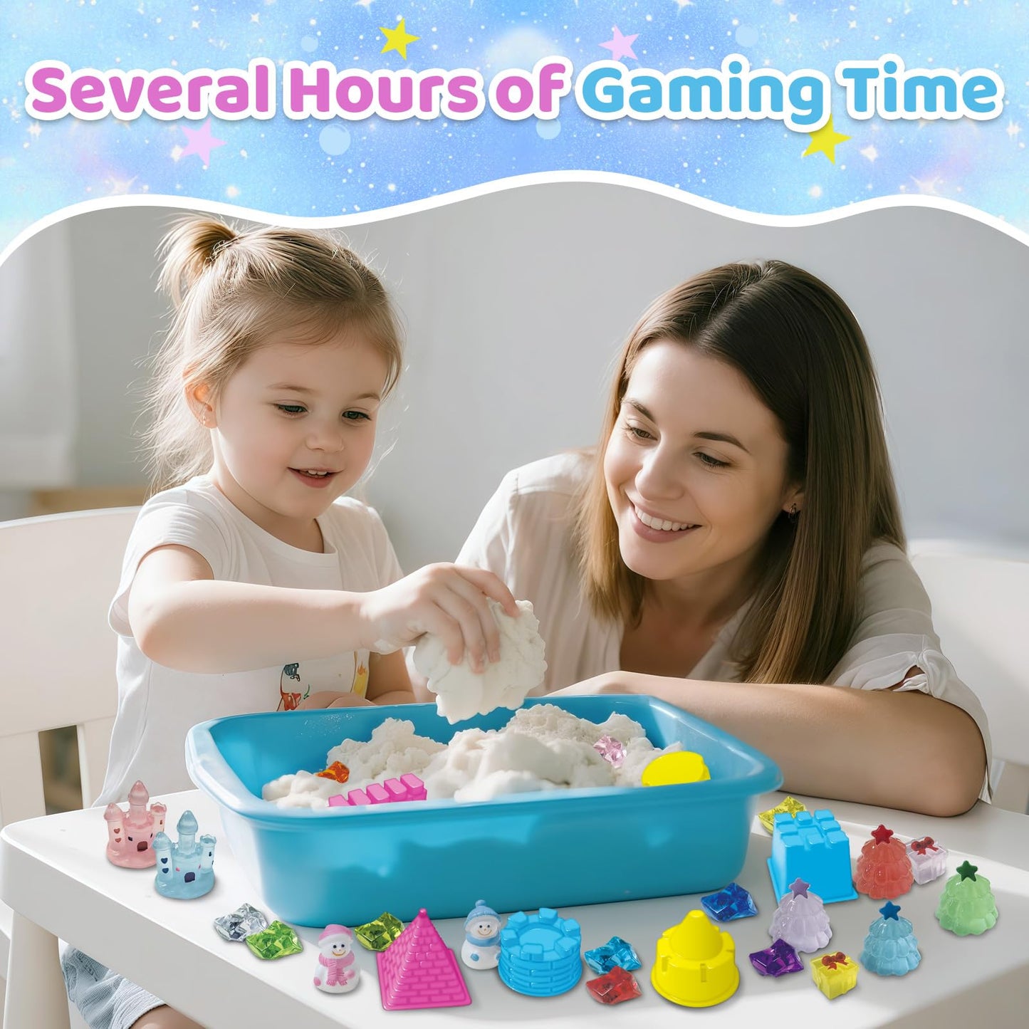 Aocii Kids Sensory Bin Sand Kit — Winter Fairy Tale Theme for Toddlers & Kids 3-9