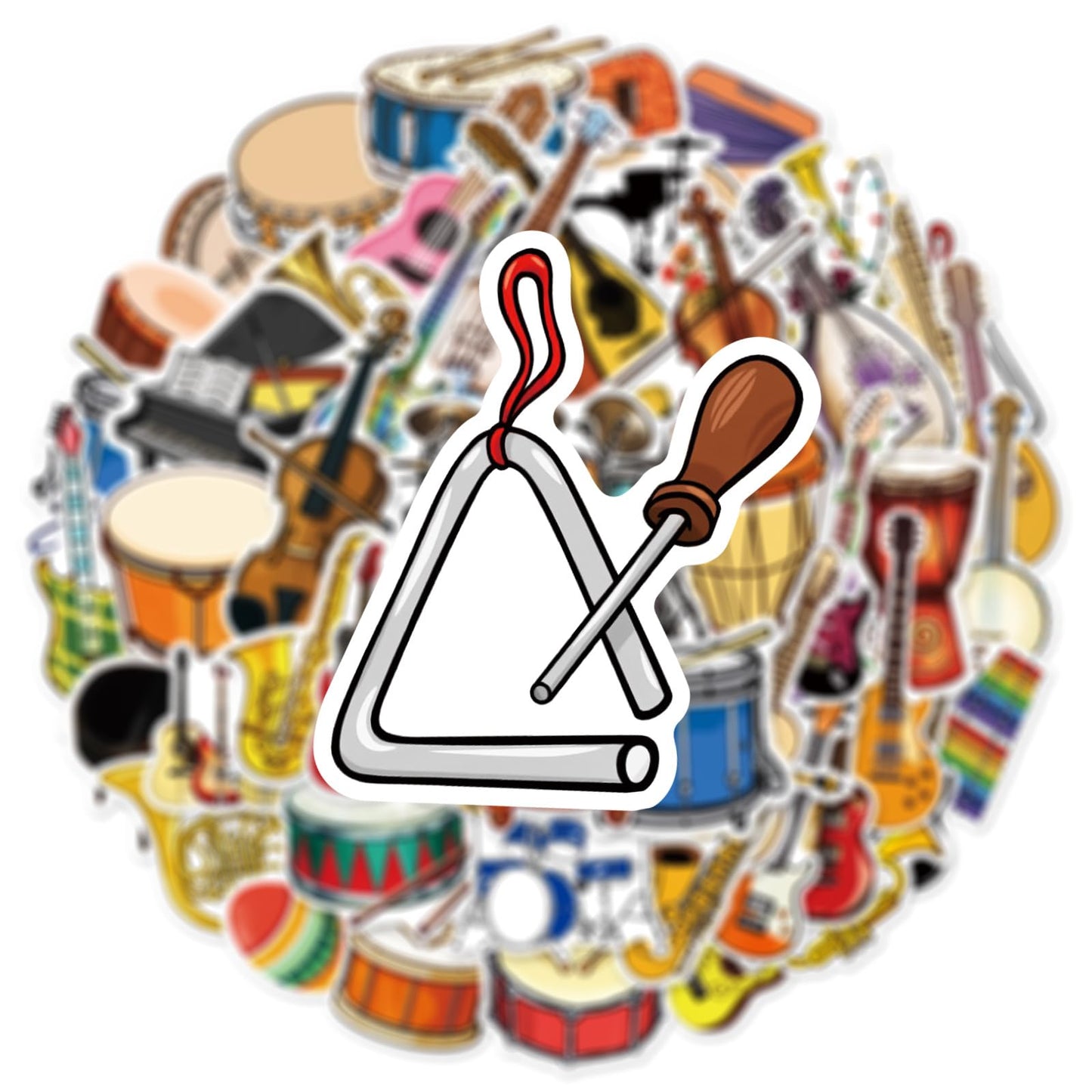50PCS Musical Instrument Stickers by aoinqx – Waterproof Vinyl Decals, Cute Kawaii Design