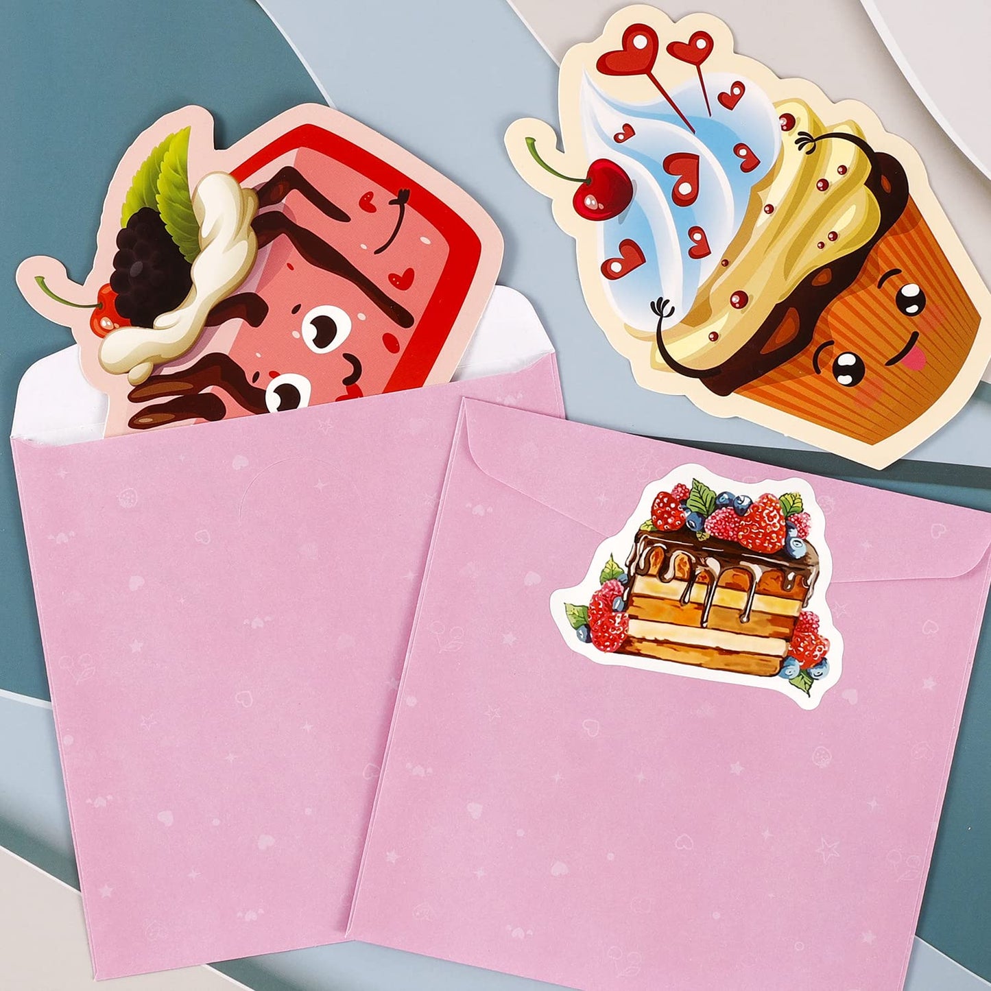 AOJOYS Valentines Day Cards for Kids – 36-Pack with Tattoos, Pink Envelopes & 80 Stickers