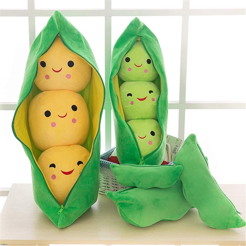 AOQI Giant Peas in a Pod Plush Toy – Soft Pea Pod Pillow (5 Sizes: 25–90 cm)