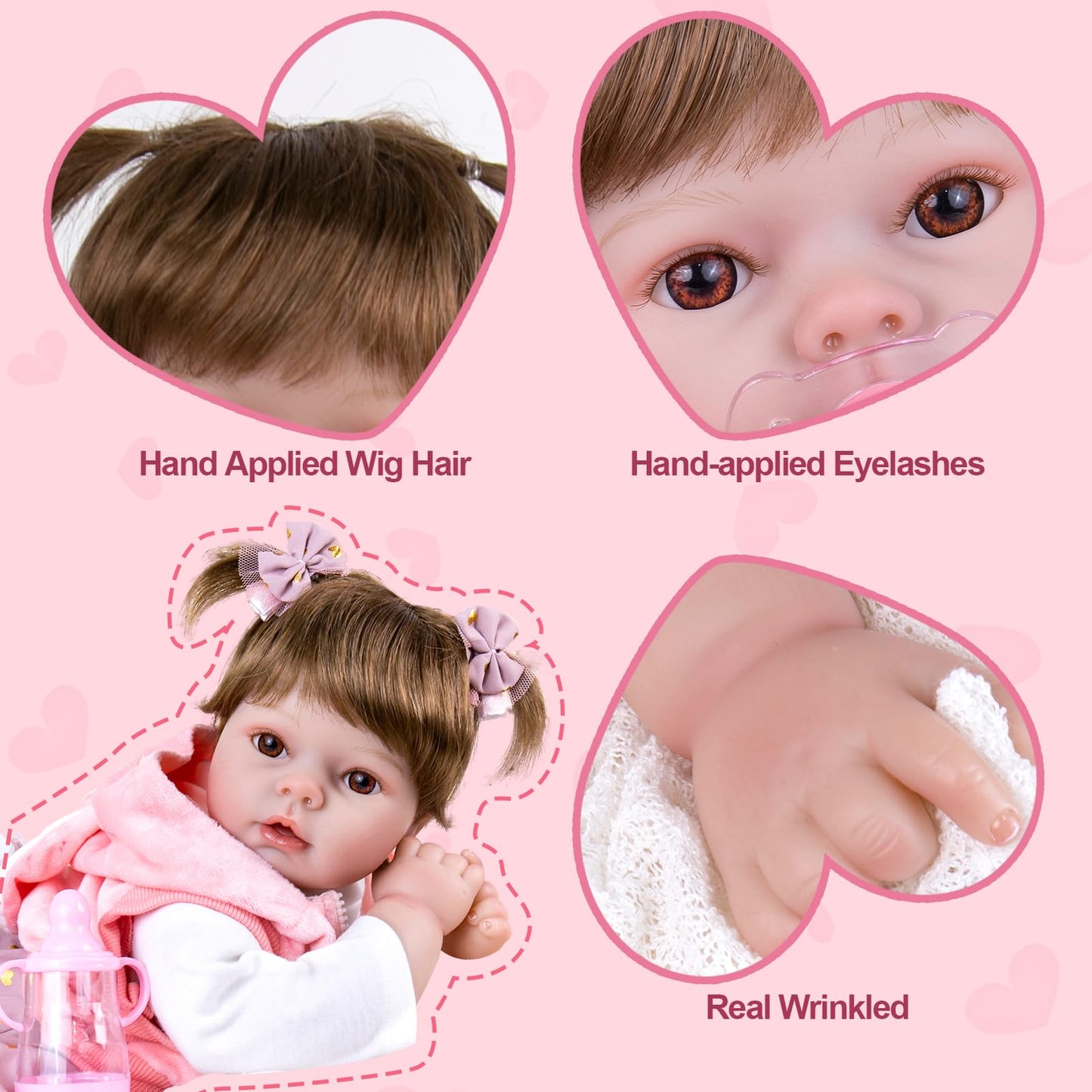 Aori Realistic Reborn Baby Doll – 22-Inch Lifelike Newborn Girl in Pink Outfit