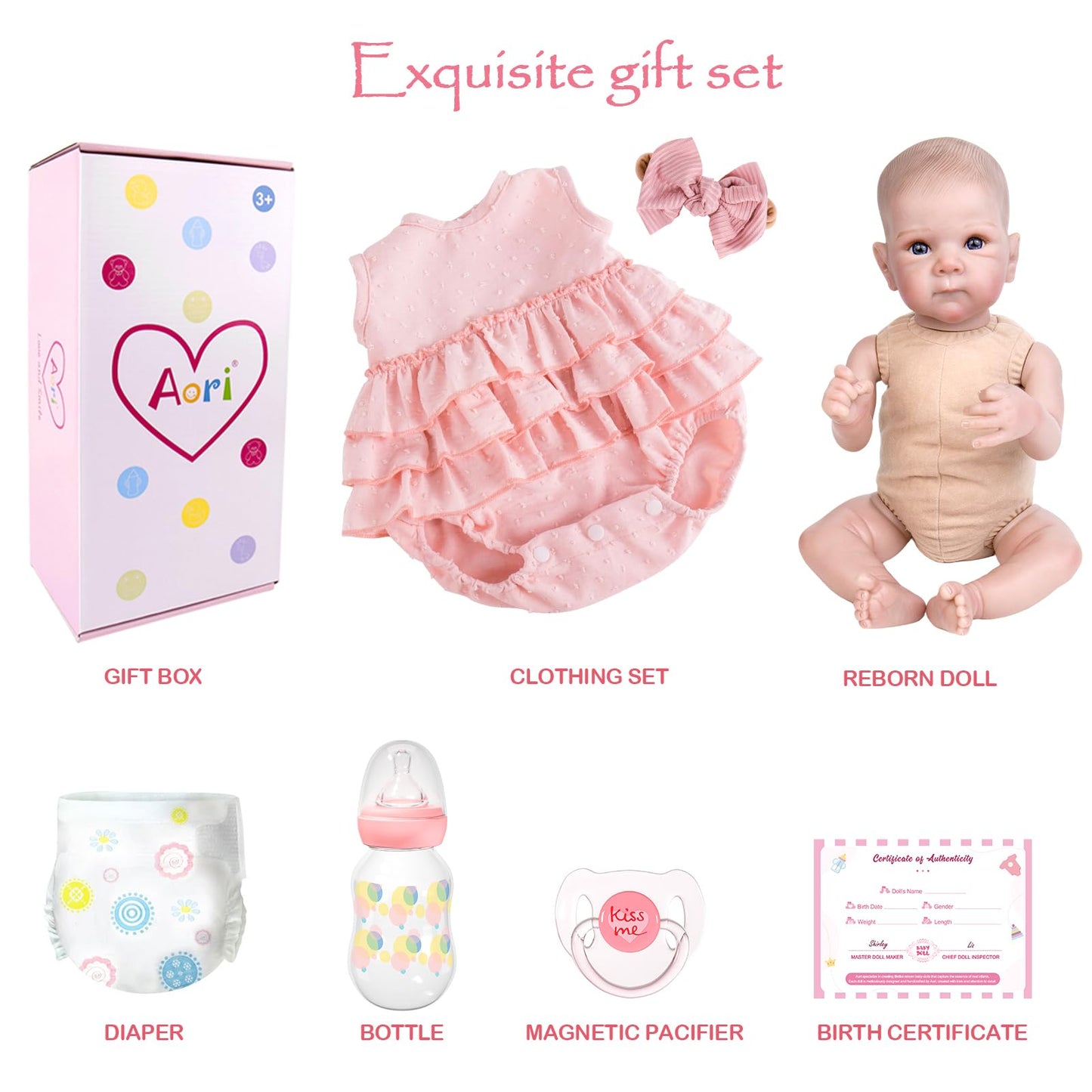 Aori Realistic Reborn Baby Dolls – 20-Inch Lifelike Newborn Girl with Poseable Limbs & Feeding Kit