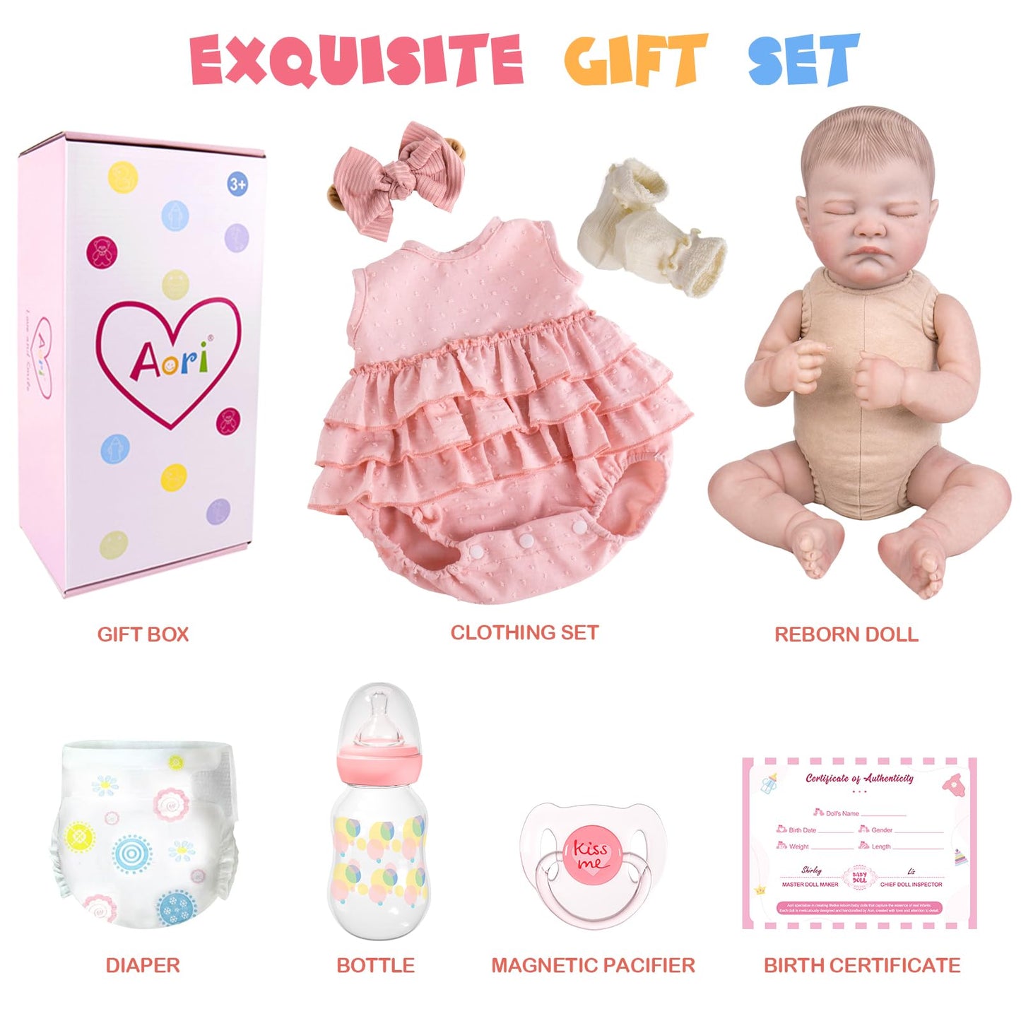 Aori Reborn Baby Doll Realistic – 20-Inch Lifelike Newborn Girl with Gift Set