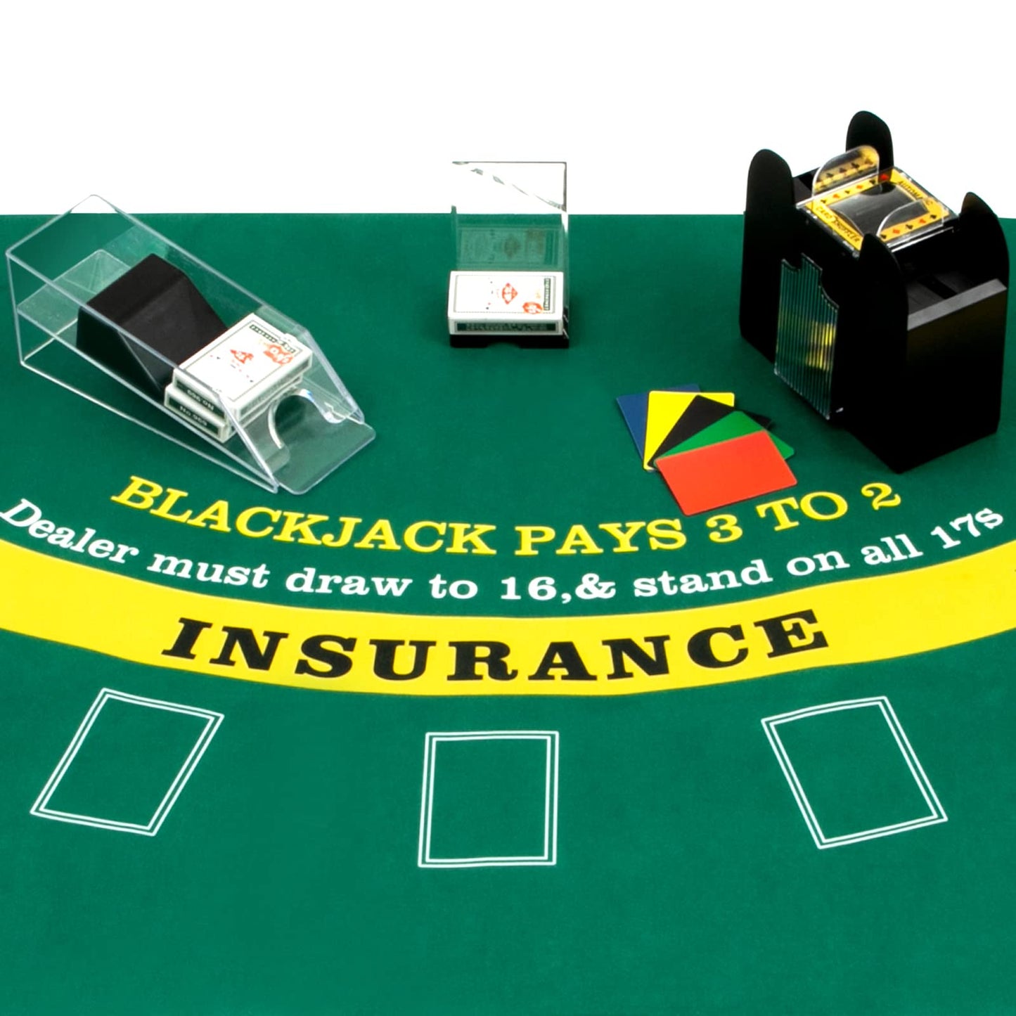 Aoriher Blackjack Game Combo Set – 6-Deck Shuffler, Layout Felt, Discard Holder, 10 Cut Cards (Green)