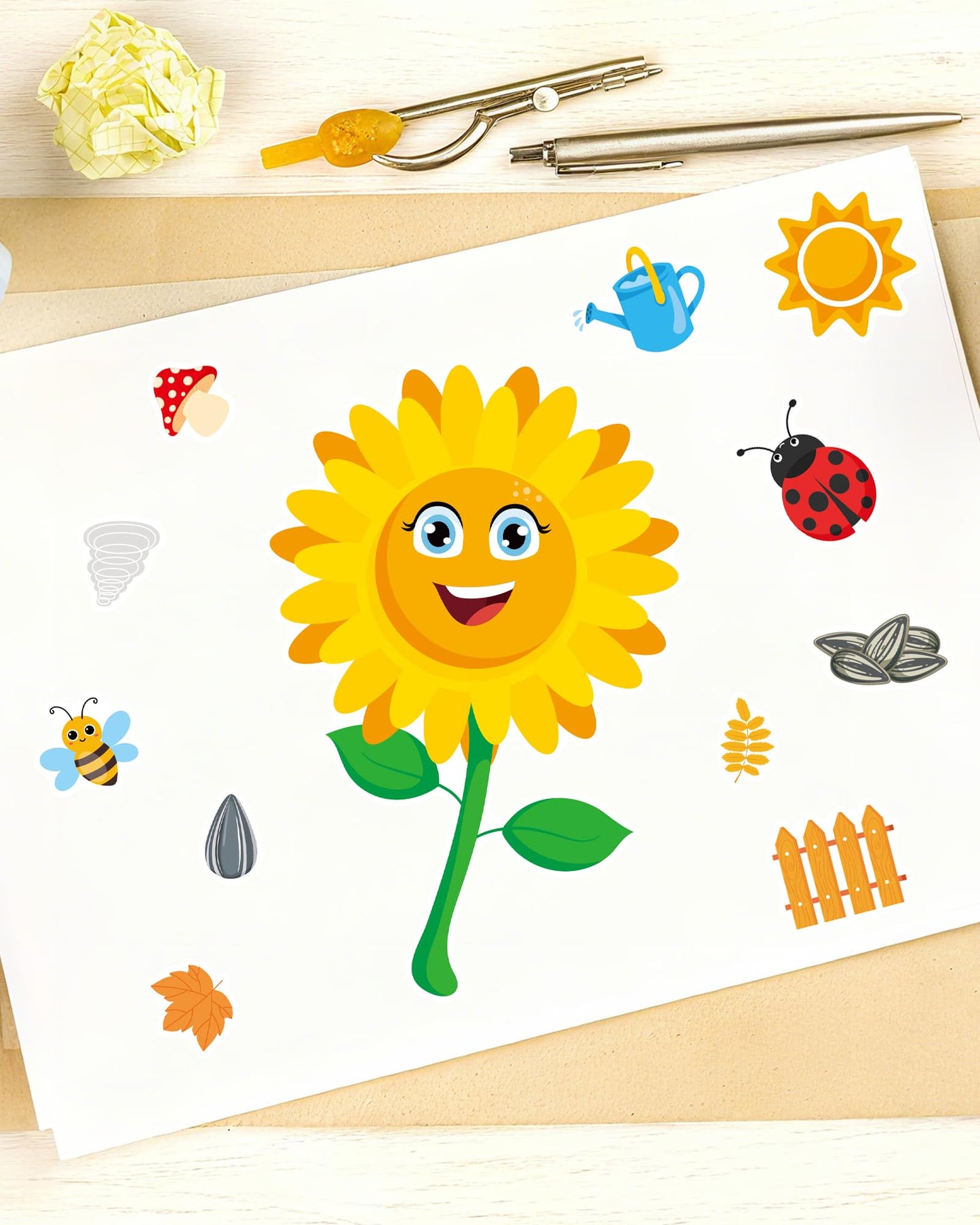 Aowplc 48 Sheets Fall Face Stickers – 12 Designs for Kids’ Crafts, Classroom Activities & Party Favors